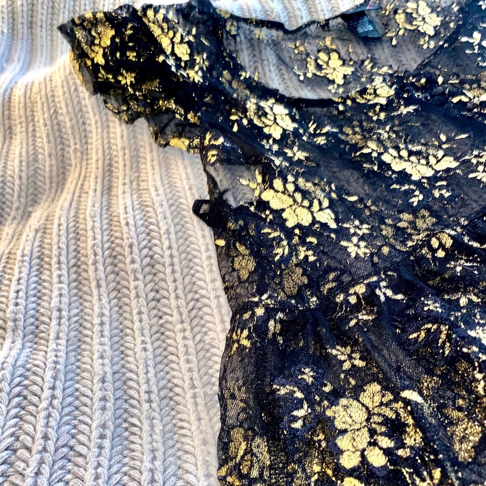 Black and Gold Lace Top